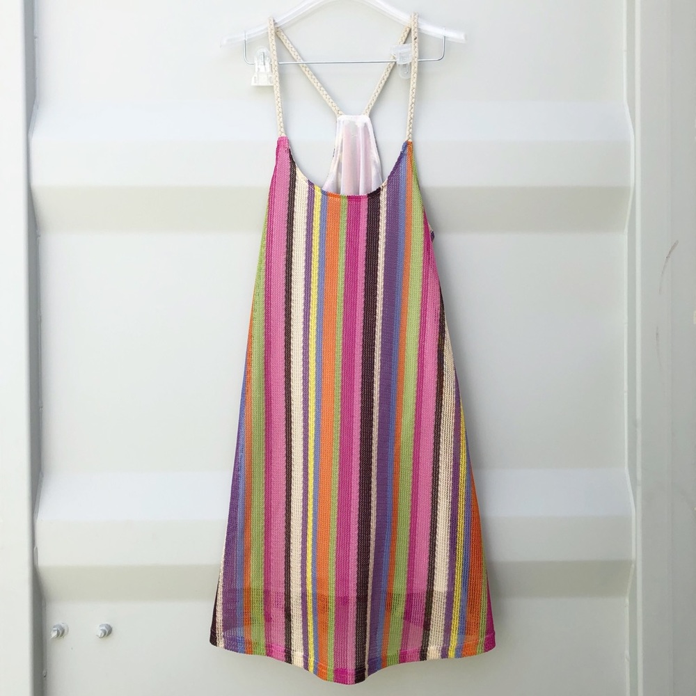 Fun colorful stripe knit sun dress with lining